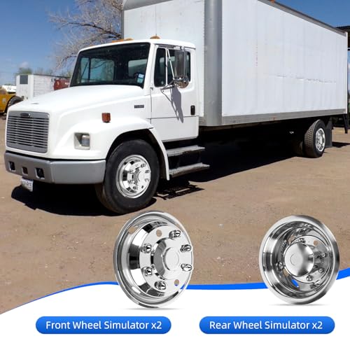 Image of hightall 19.5 inch Wheel Simulators 8 Lug,Stainless Steel Hubcaps, Compatible with 90-10,19-25 Chevy /GMC C4500 /C5500 /C6500,90-25 F650,90-03 F600,90-25 International,20-25 Freightliner,04-25 Hino 258