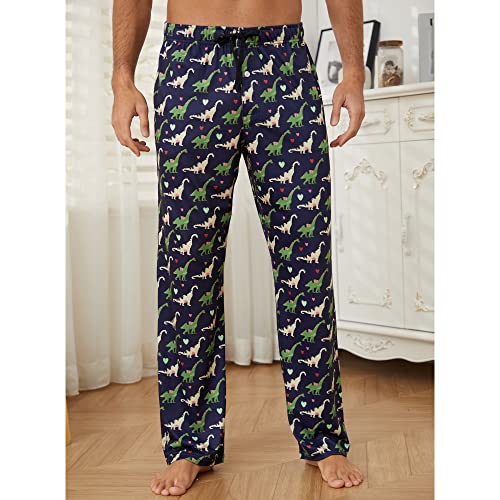 Vulcanodon Mens Funny Pajama Pants ，Soft Lightweight Pajama Pants for Men with Button Fly Cartoon Men's Pajama Bottoms3