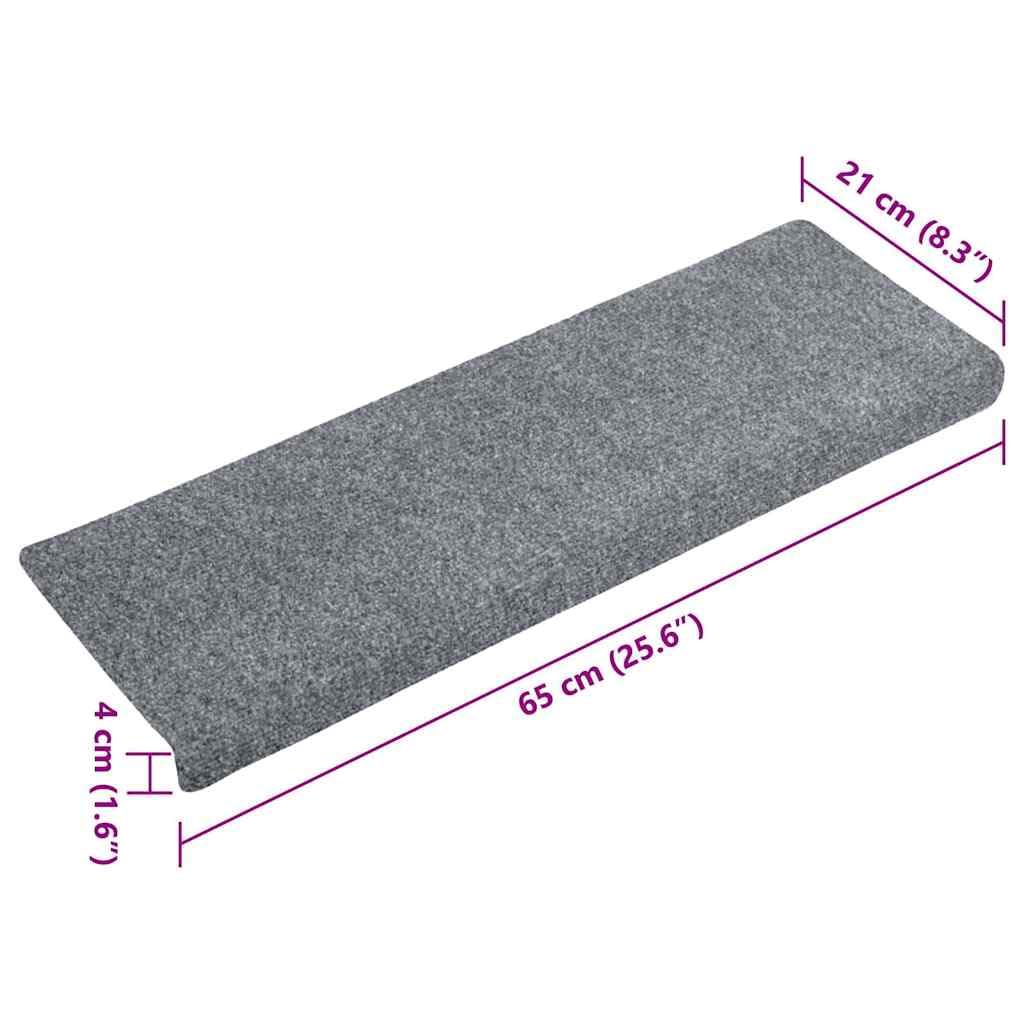 Lot de 5 tapis d'escalier autocollants - Gris clair - 65 x 21 x 4 cm - Antidérapant - Pour coureurs, protection et isolation phonique - Intérieur