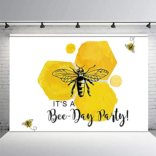 MEHOFOTO 7x5ft Its A BeeDay Party Backdrop Black and Yellow Honeycomb 1st First BeeDay Birthday Photography Background Photo