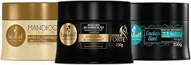 HASKELL Kit Capilar Cronograma Capilar para Cabelos Cacheados: Máscara Mandioca Hidratação, Cavalo Forte Reconstrução, Cachos Sim Nutrição