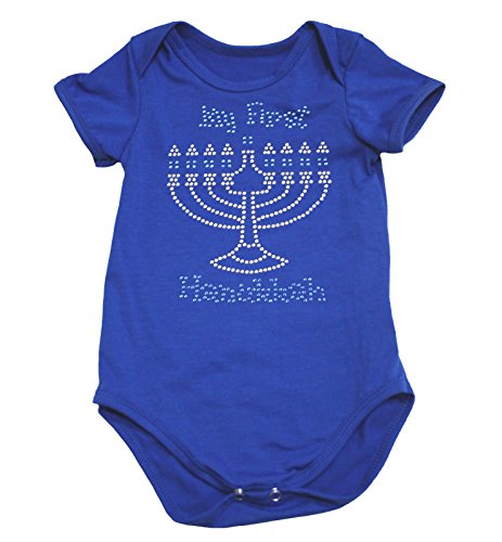 Petitebella Jewish Dress Rhinestone My 1st Hanukkah Girl Cotton Jumpsuit Bodysuit 0-18m