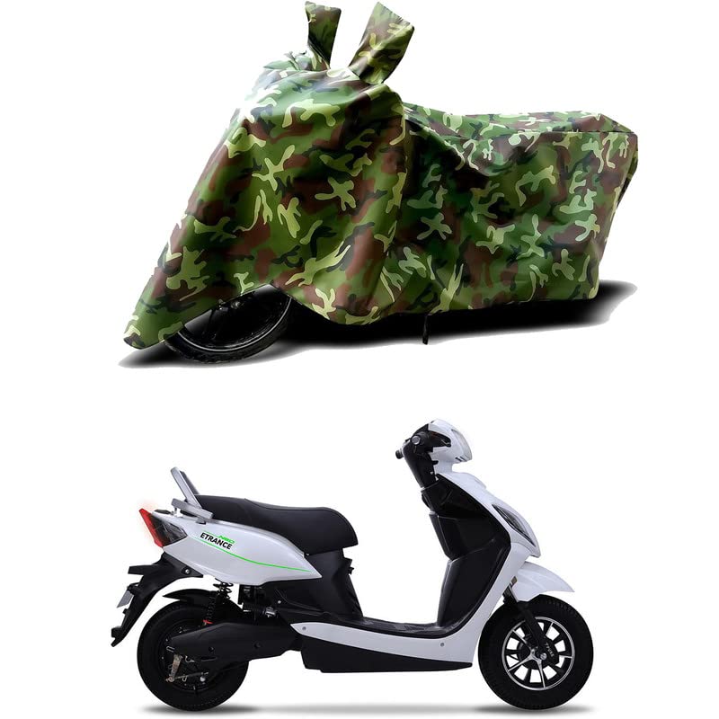 Image of 100% Water Resistant Bike Scooty Two Wheeler Body Cover Compatible for Pure EV ETrance Neo /UV-Rays /Heat Protection /Birds Dropping /Scratchproof /Dust Proof /Waterproof /All Varient[Green MJ]