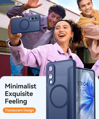 Image of CANSHN Designed for Samsung Galaxy S25 Edge Case (2025) [Full Camera Protection] [Compatible with Magsafe] Translucent Matte Back Protective Phone Cover, Deep Blue