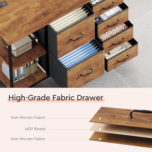 Maihail 6 Drawer File Cabinet with Charging Station and Open Storage Shelf - Image 4
