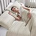 VHC Brands 100% Cotton Waffle Weave Natural King Size Sham Set of 2 20x36, Decorative Throw Pillow Covers/Shams, Boho Farmhouse Bedroom Decor
