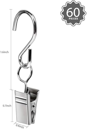 Miniatura 2 de Teenitor 60 ganchos de luz de fiesta, ganchos de canalón para luces, clips de cortina, ganchos de abrazadera para colgar, clips para colgar