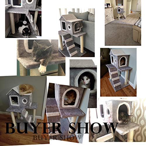 CO-Z Cat Tree Condo Tower with Ladder and Scratching Posts Kitty Trees House Bed Furniture for Kittens