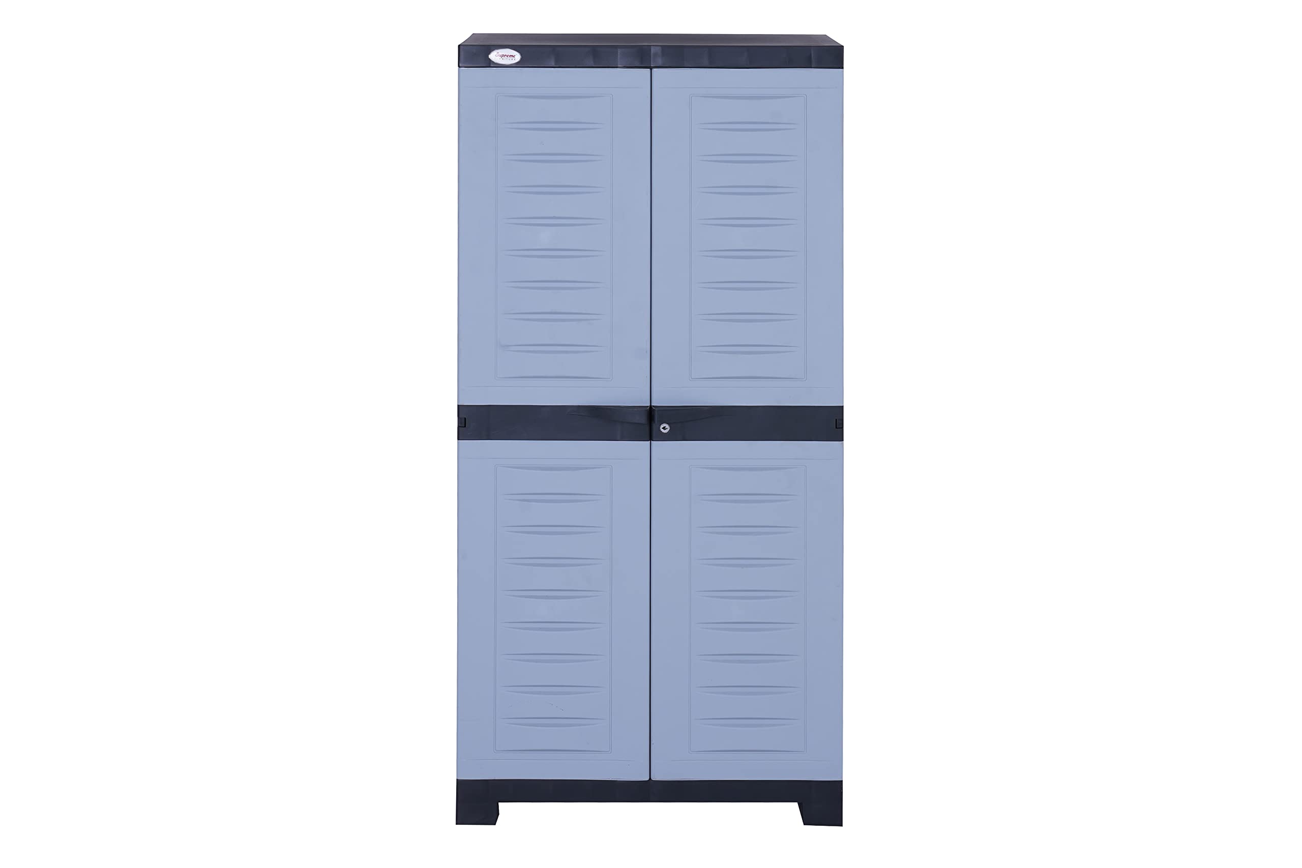 Fusion 02 Waterproof with 2 Doors & Adjustable 3 Shelves Cupboard/Almirah/Cabinet Living Room and Kids(Medium Size, Charcoal/Sky Grey)(Assembly:- DIY)