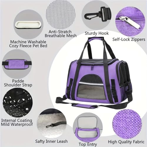 Cat Carriers, Dog Carriers, Pet Carriers – Airline-Approved Soft-Sided Bag for Cats & Small Dogs (Up to 15 lb), Foldable, Breathable Mesh, Privacy Cover, Washable & Lightweight - Image 4