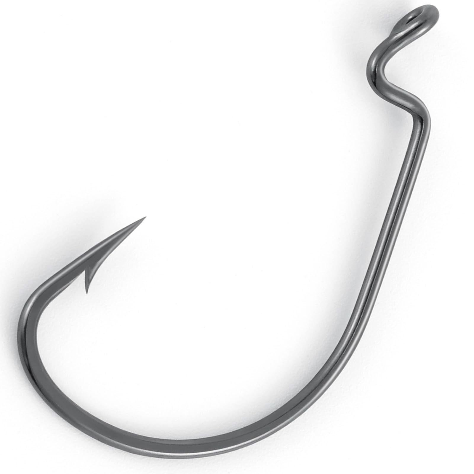 Dr.Fish 100 Pack EWG Hooks Bass Fishing Worm Hooks Extra Wide Gap Offset Freshwater Fishing Carolina/Texas Rig #6