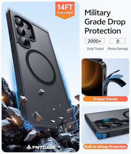 Image of FNTCASE for Samsung Galaxy S23 Ultra Case: [Fit for Magsafe] Magnetic Translucent Matte Anti-Fingerprint Cell Phone Cover Military Grade Shockproof Protective Case
