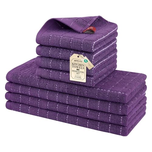 Homaxy Purple Kitchen Towels and Dishcloths Set