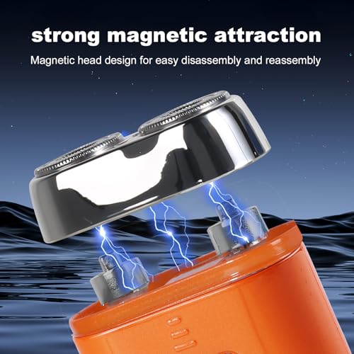 Image of Mini Electric Shaver - USB C Fast Charge Portable Small Shavers for Men | Women - Dual Head Pocket Shaver Washable Travel Electric Razor Powerful Wet & Dry Mini Razor - Easy One Button Use (Orange)