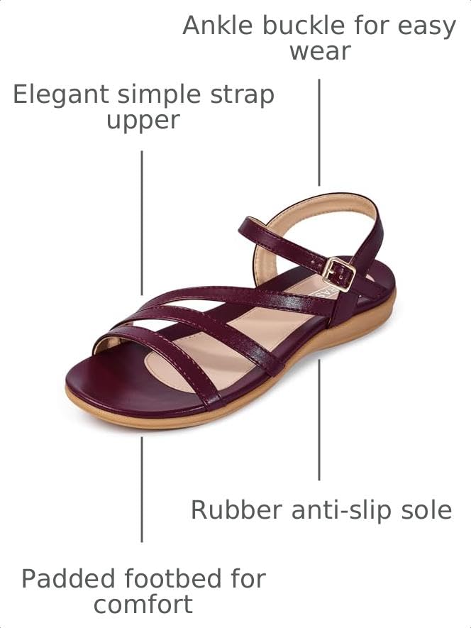 Image of Flat Sandals for Women Dressy - Comfortable Summer Strappy Sandal | Dress Comfy Walking Ankle Strap Open Toe Casual Womens Sandal - Arch Support Cushioned Wedding Shoes for All-Day Comfort