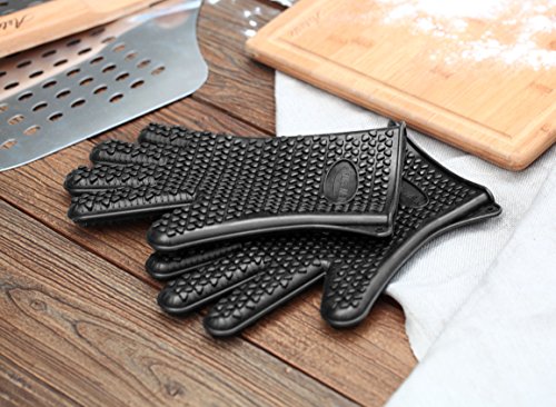 New Star Foodservice 32383 Commercial Grade Silicone Oven Mitts, Black, Set Of 2 #TOP6