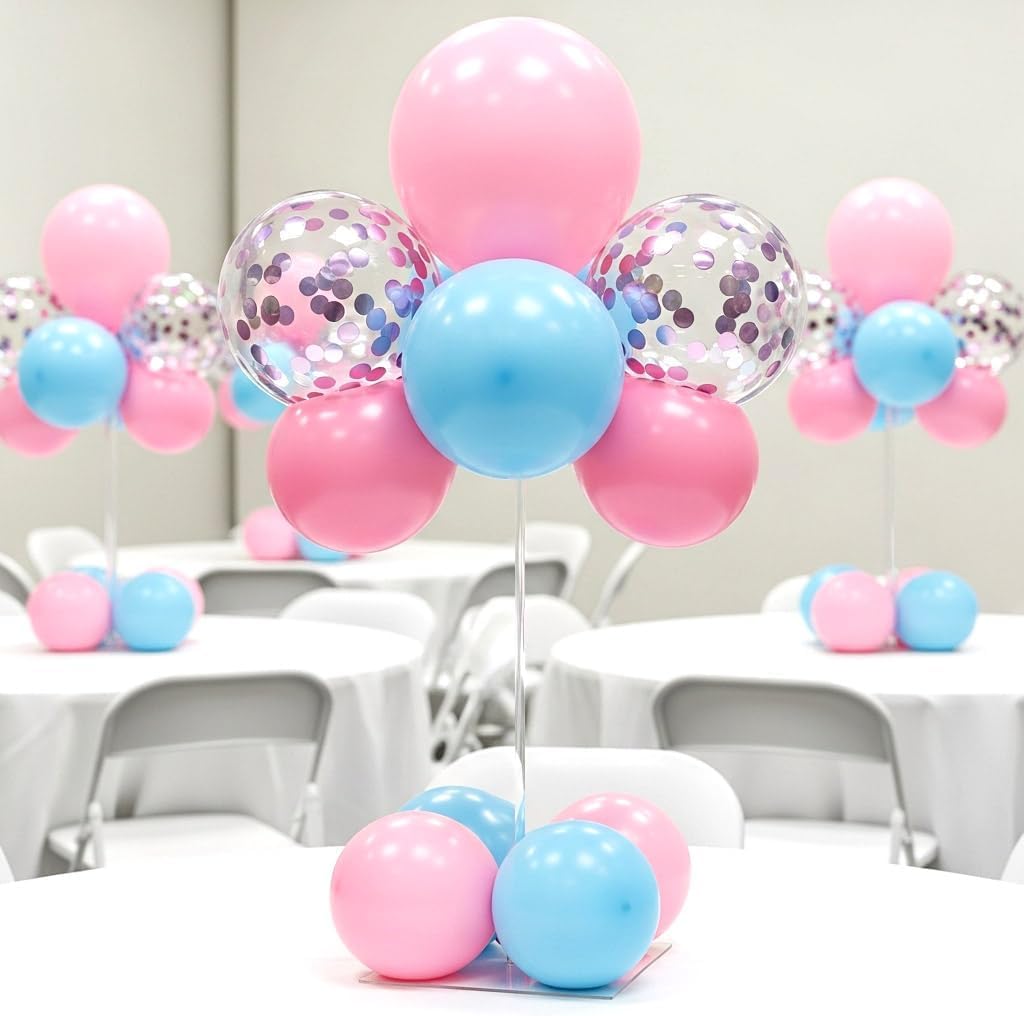 Akrylowe stojaki na balony wielokrotnego użytku, przezroczysty, regulowany zestaw uchwytów na drążki na stół, urodziny, dekoracje weselne (6 sztuk, 40 cm)