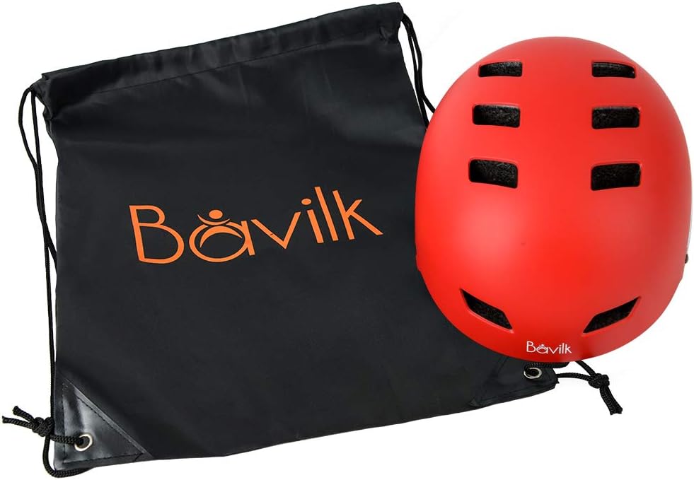 Bike Helmet 3 Sizes for Teenager Kids Youth Adults,Bavilk Skateboard Helmet Adjustable Multi-Sport Bicycle Cycling Scooter Roller Skate Inline Skating Rollerblading for Girls Boys Women Men Teen