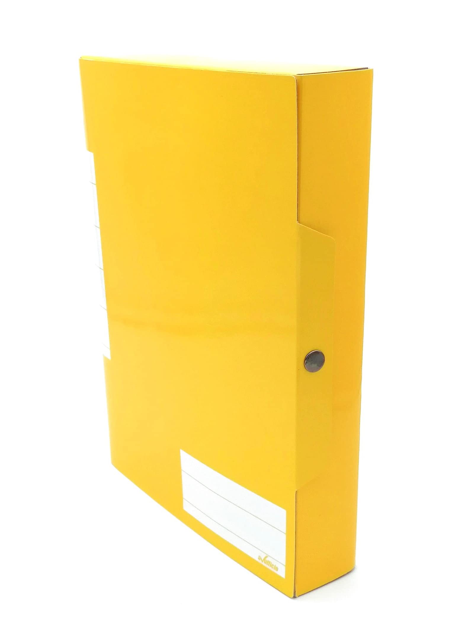 Cartella Porta Progetti In Cartoncino Lucido, Chiusura 3 Bottoni, Formato 25x35 Cm, Dorso 6 Cm, Colore Giallo, 10 Pezzi