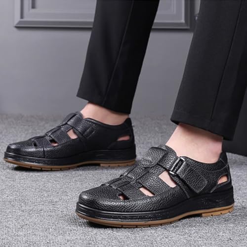 Men's Outdoor Hiking Walking Sandals Closed Toe Leather Business Office Sandals Casual Summer Fisherman Beach Driving Shoes2