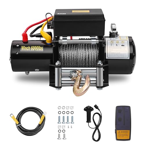 STANEW Verricello Elettrico 12V 6000 LBS / 2722 Kg, Cavo
