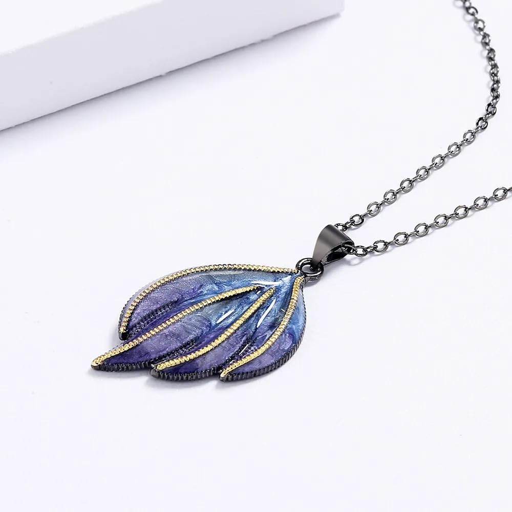 LLXYWJ Ciondolo da Donna Nero Bicolore, Collana di Forma Irregolare con Resina epossidica Blu, Catena in Argento 925