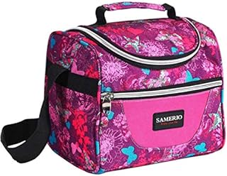 SAMERIO Kids Lunch Bags Insulated Lunch Box for Girls Boys Children Student Cooler Lunch Tote Bag With Adjustable Shoulder Strap for School Office Work Picnic Outdoor Activities(ROSE)