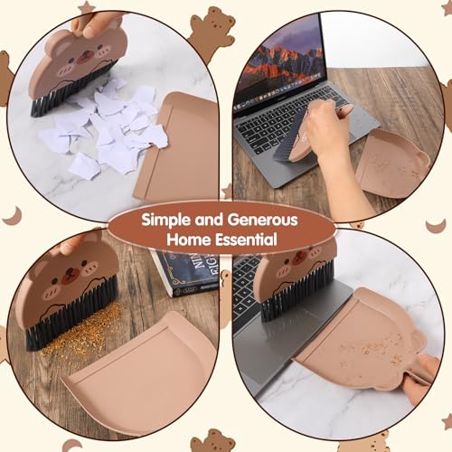 Tyqour Mini Besen und Kehrschaufel Set Tragbar Schaufel und Besen Set Handfeger und Schaufel Klein Tischbesen mit Schaufel Mini Handbesen mit Schaufel Camping Zubehör für Haus,Büro,Schule(Braun) – Bild 8