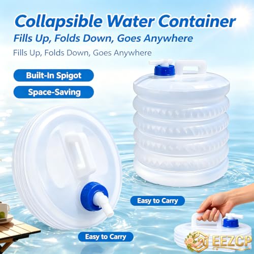 Contenedor de Agua Plegable con Grifo EEZCP, Capacidad 5 litros, Balde Plegable para Camping, Senderismo y Picnic miniatura 2