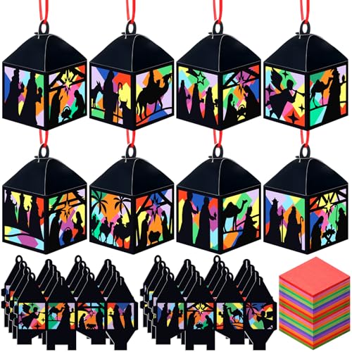 Gersoniel 24 Set Christmas Nativity Lantern Suncatchers DIY Craft Bulk by Gersoniel - Used condition - US$20.89