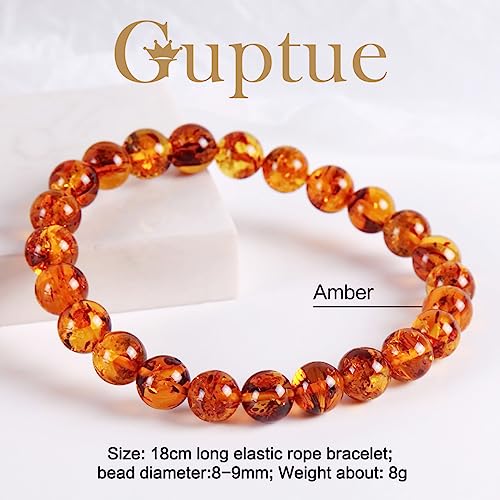 Natural Baltic Amber Bracelet for Adults (Women/Men)/ Baltic Amber Rainbow Beads Certified Amber Jewelry/Stretch Handmade Gemstone Wristband2