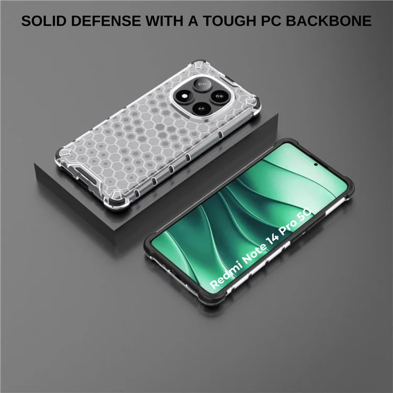 Image of Hard PC Back Case Cover for Mi Redmi Note 14 Pro 5G Anti Slip Ultra Thin Shockproof Reinforced Corners (Polycarbonate|Clear)