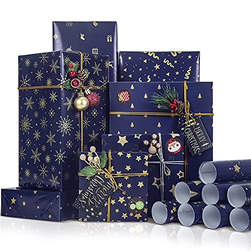 Larcenciel Weihnachten Geschenkpapier Set, Geschenkpapier + Aufkleber +...
