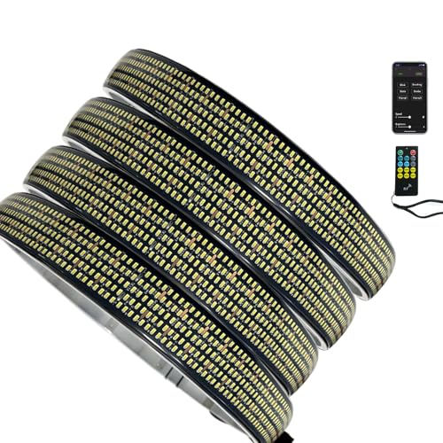 NBWDY New 4Pcs 17in Pure White 5 Row Wheel Lights for Truck with APP & RF Remote Control, Super Bright 4680Pcs 2835SMD Waterproof IP68 Pure White Wheel Ring Rim Light kit for Car Wheel