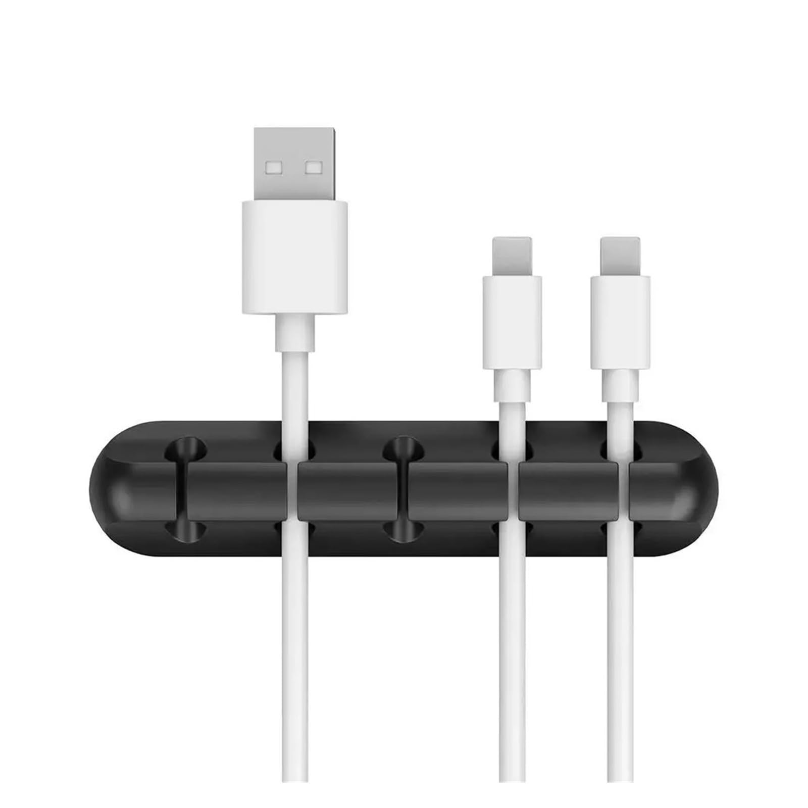 Phone Cord Holder for nightstand 12PCS Adhesive Cable Holder Cord Clips Management Organizer for Desktop USB Charging Cable Nightstand Power Cord Mouse Earphone Cable(Black 5 Hole)