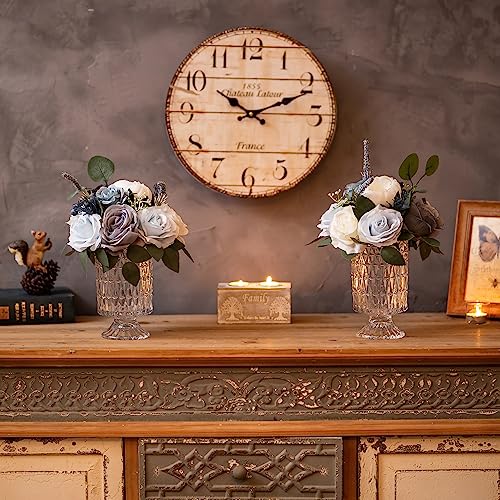 Glasseam Glasesseam Pedestal Vases For Flowers, Decorative Compote Vase Set Of 2, Vintage Crystal Clear Glass Vase, Hurricane Urn Flower Vases For Decor thumb #4