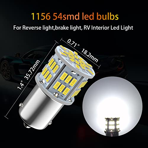 Melphan-Auto 1156 SMD 3014 LED Car Bulbs, 12V-24V, 6pcs, White, BA15S