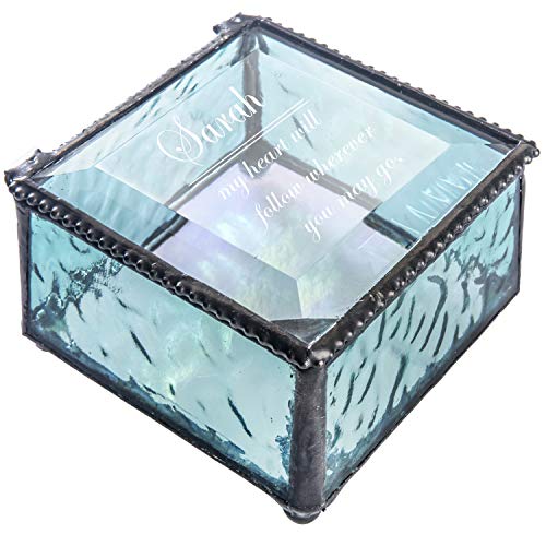 Personalized Jewelry Box Decorative Vanity Display Case Storage Organizer Keepsake Gift for Friend Daughter Sister Girl Women Vintage Decor J Devlin Box 898 EB246 Series (Windsor Blue)