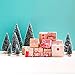 Sumind 45 Pieces Mini Sisal Snow Frost Trees Mini Pine with Wood Base Bottle Brush Trees Plastic Winter Snow Ornaments Tabletop Trees for Christmas Decoration and Display