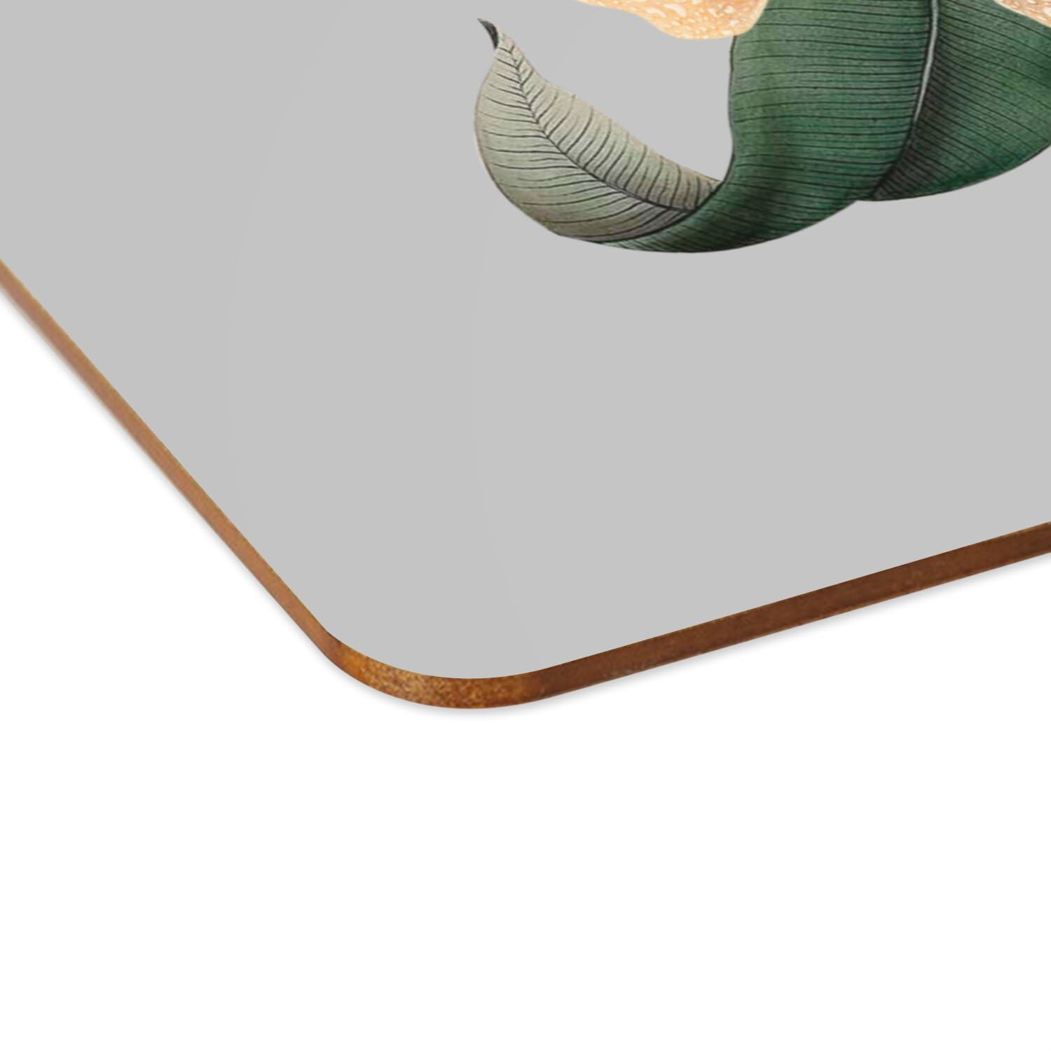 Set van 4 placemats kurk, grijs, 39,5 x 28,5 cm, zeldzame plant, tropisch, exotisch, jungle, minimalistisch, groot, 39,5 x 28,5 cm