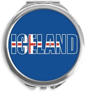 Iceland Country Flag Name Hand Compact Mirror Round Portable Pocket Glass