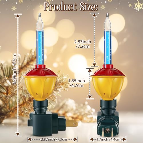 Image of Sumind 9 Pieces Christmas Bubble Lights, Traditional Vintage Night Lights with E12 Candelabra Base, Colorful Fluid Christmas Bulbs with Swivel Plug in Base(Green)