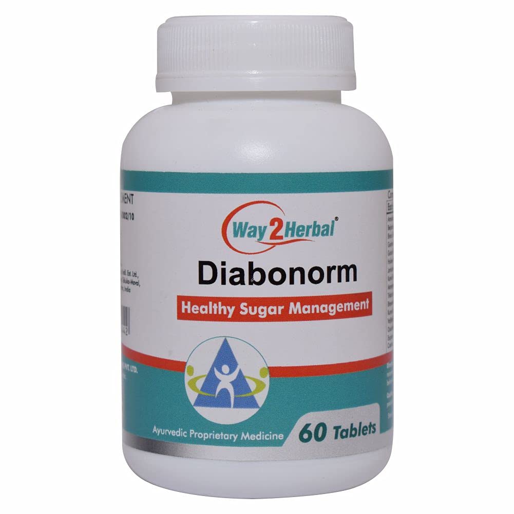 Way2Herbal Diabo Norm 550mg Diabetic Ayurvedic Tablet (60 Count Pack of 1)