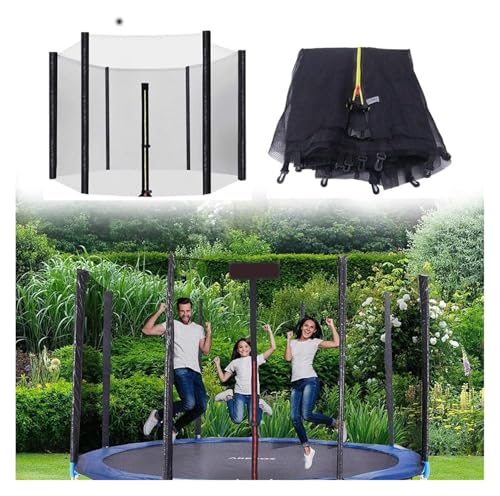 TYDXZNB Trampoline Net Replacement Trampoline Replacement Safety Enclosure Net for 6ft/8ft/10ft/12ft Round Frame Trampolines, Breathable and Weather-Resistant, Net Only(8ft-6 Poles)