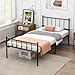DIIYIV Twin Bed Frame-Classic Metal Platform Bed Frame,Mattress Foundation with Steel Slat Support,Under Foundation Storage,No Box Spring Needed, Easy Assembly, Twin Size