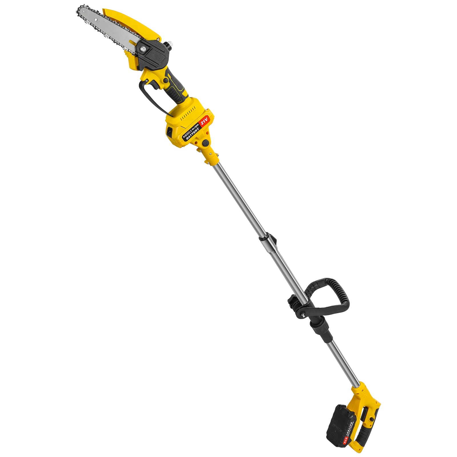 Sierra de poste inalámbrica 2 en 1 y mini motosierra, motosierra eléctrica sin escobillas de 6 pulgadas con 2 baterías de 1.5 Ah, sierra de poste de alcance máximo de 5.9 pies para poda de árboles