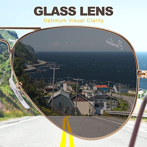 Classic Aviator Style Sunglasses For Men Women 100% UV400 Protection Brown Gradient Glass Lenses Gold Metal Frame3