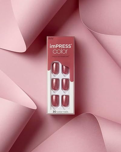 Miniatura 9 de KISS imPRESS - Manicura a presión , kit de uñas cortas de gel, con tecnología PureFit, color liso Rosa cacahuete, sin esmalte, incluye una