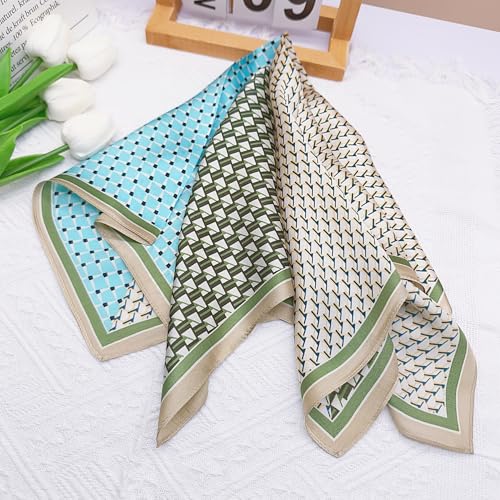 100% Mulberry Silk Neck Scarf - 21"x21" Small Printed Square Neckerchief Scarves for Women2