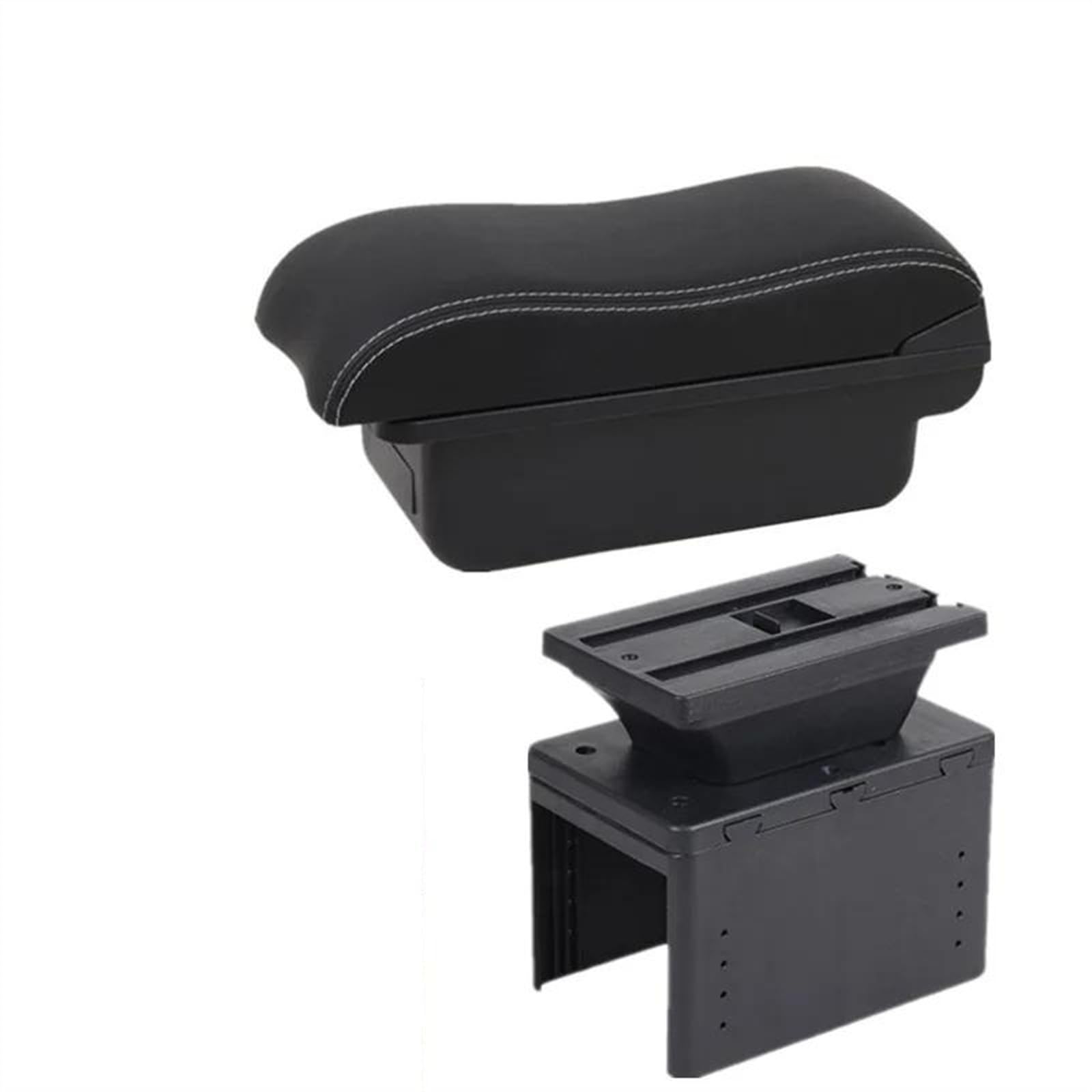 NOHEEU Armrest Box With Multifunctional Support PU Upholstered For I20 2021-2024 Car Interior Modification Accessories(A2 Black white NO USB)